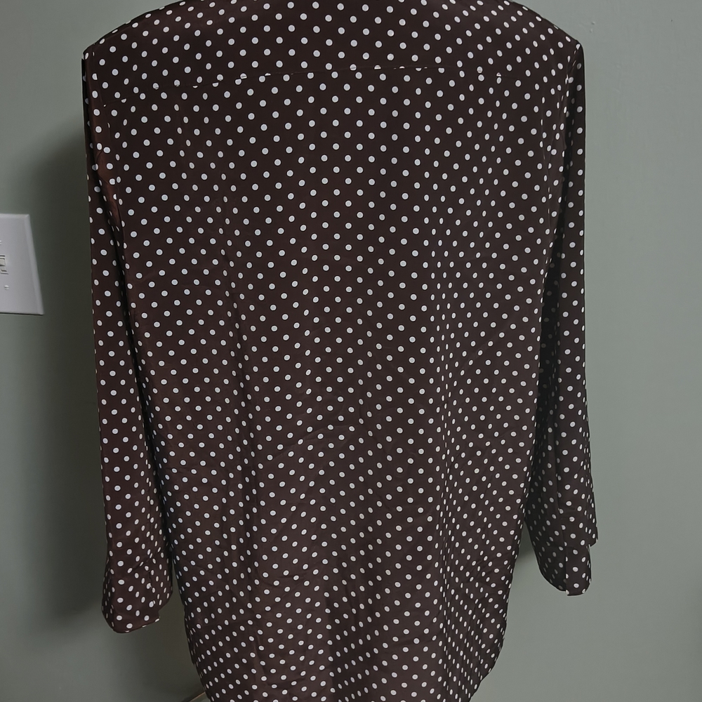 Susan Graver Black and White Polka Dot Blouse - Picture 6 of 9